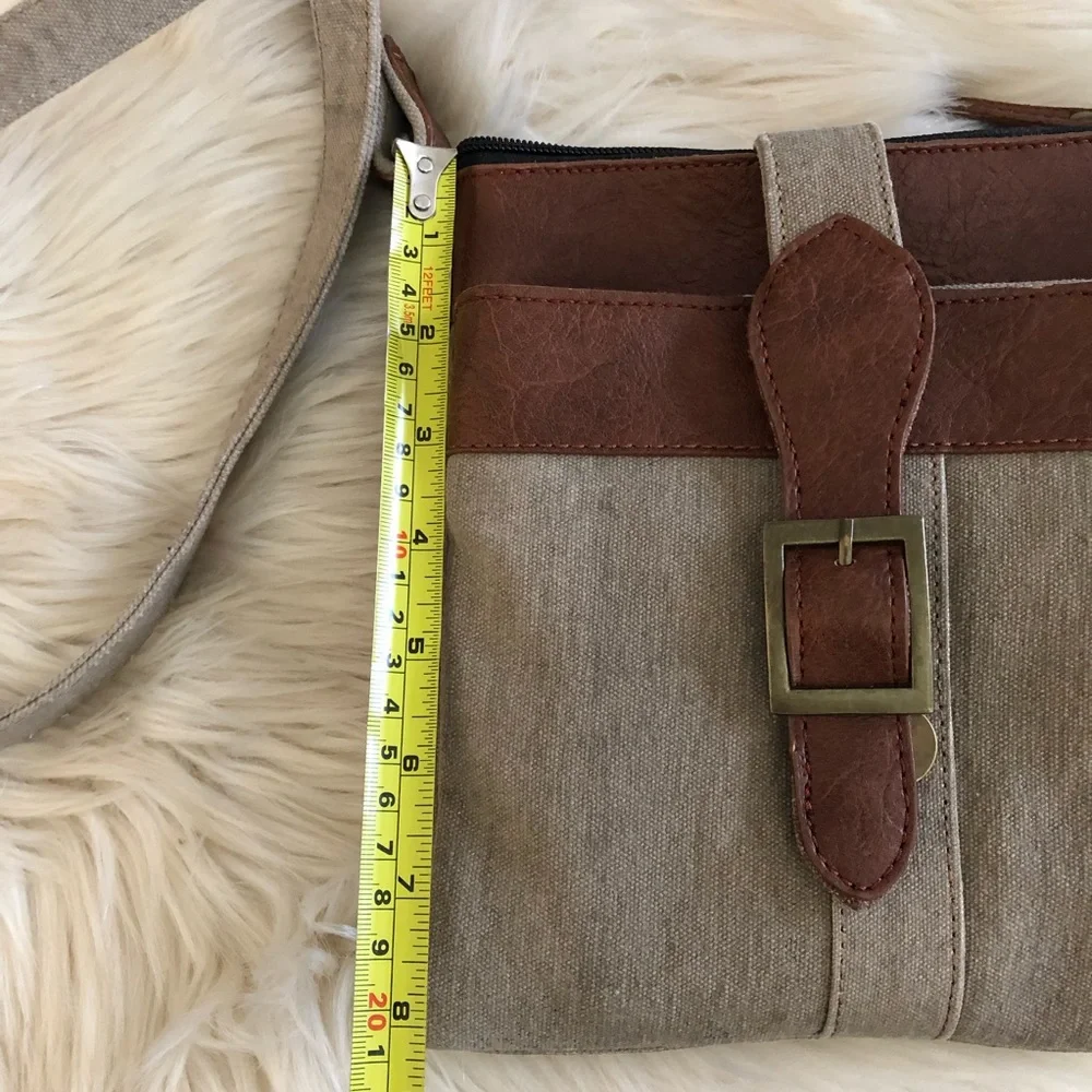 Mona B canvas and vegan leather crossbody purse with built in wallet - Picture 12 of 12